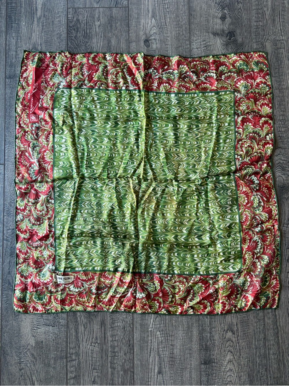 Anne Klein silk Scar Green and Rust